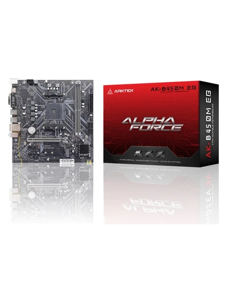 ARKTEK ALPHA FORCE AK-B450M EG 2xDDR4 M.2 D-SUB DVI HDMI AM4 Soket Anakart ürün görseli 1