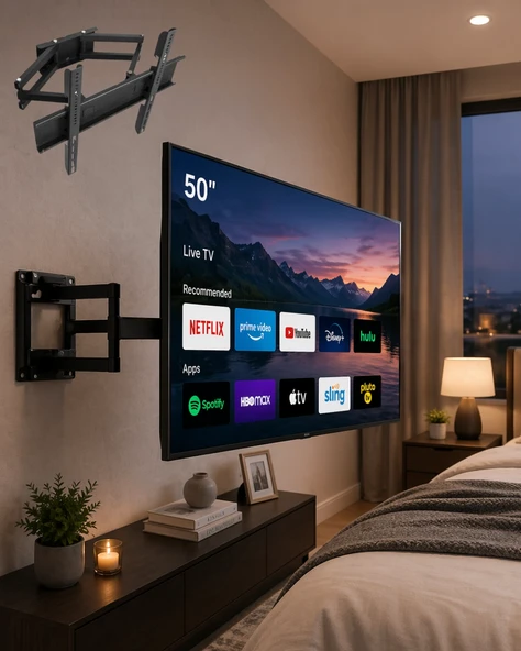 32 55 İnç Tv Askı Aparatı Hareketli Duvar Askısı Döner Televizyon Tutucu ürün görseli 1