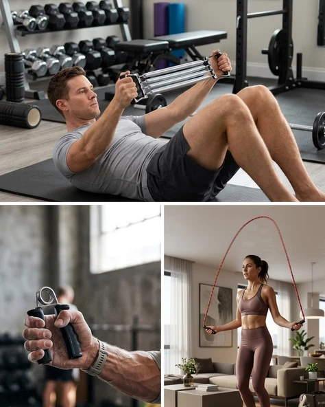 Ev Spor Seti Atlama İpi El Yayı Karın Egzersiz Aleti Fitness Seti ürün görseli 1