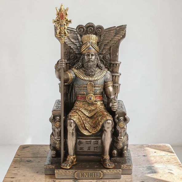 Dekoratif Enlil Figürü Veronese Biblo-Mitolojik Tema Şık Salon Dekoru Poliresin Dekoratif Obje 13x12,5x25 ürün görseli 1