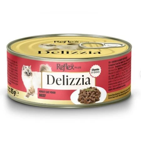 Reflex Plus Delizzia Sos İçinde Dana Parça Etli Yetişkin Kedi Konservesi 85 Gr x 12 Adet ürün görseli 1