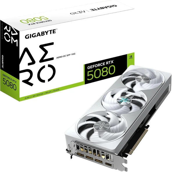 Gigabyte Geforce Rtx 5080 Aero Oc Sff 16gb Dlss 4 256 Bit Gddr7 Beyaz Ekran Kartı ürün görseli 1