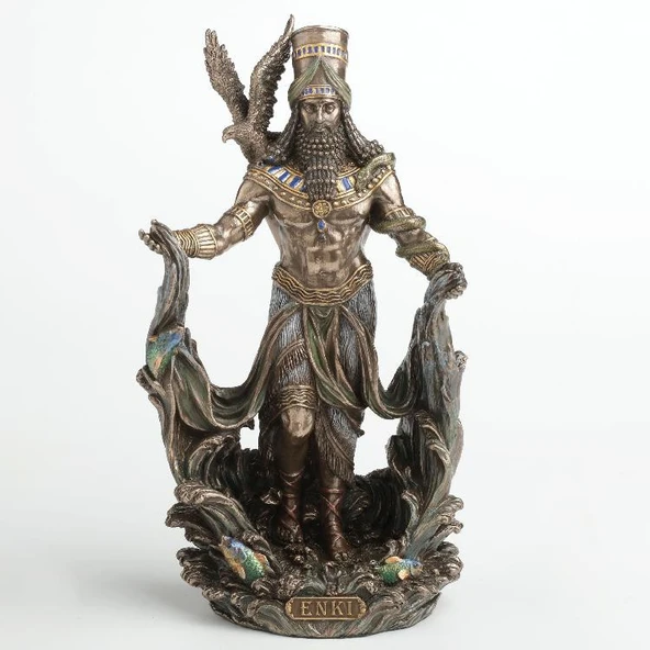 Dekoratif Enki Figürü Veronese Biblo-Mitolojik Tema Şık Salon Dekoru Poliresin Dekoratif Obje 13x8x23,5 ürün görseli 1