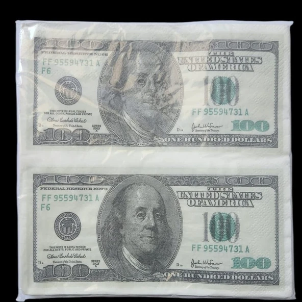 100 Dolar Şekilli Kağıt Peçete - Resim 2