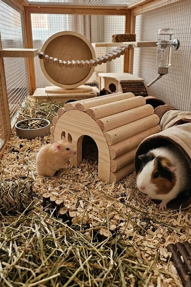 Hamster Evi Doğal Ahşap El Yapımı Hamster Yuvası ürün görseli 1