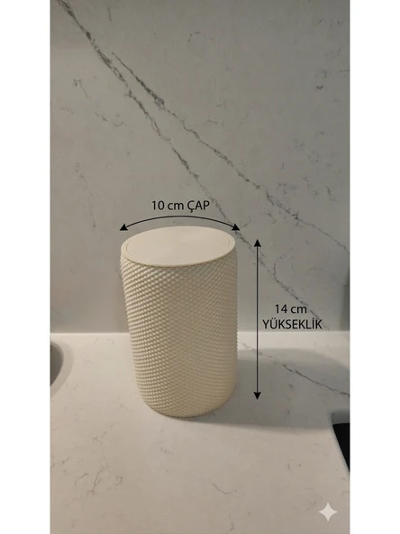 Nesli Dekor Mini Masaüstü Çöp Kovası - Krem - Resim 3