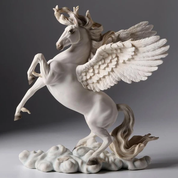Dekoratif Pegasus At Figürü Veronese Biblo-Mitolojik Tema Şık Salon Dekoru Poliresin Dekoratif Obje 26x17,5x28 cm ürün görseli 1