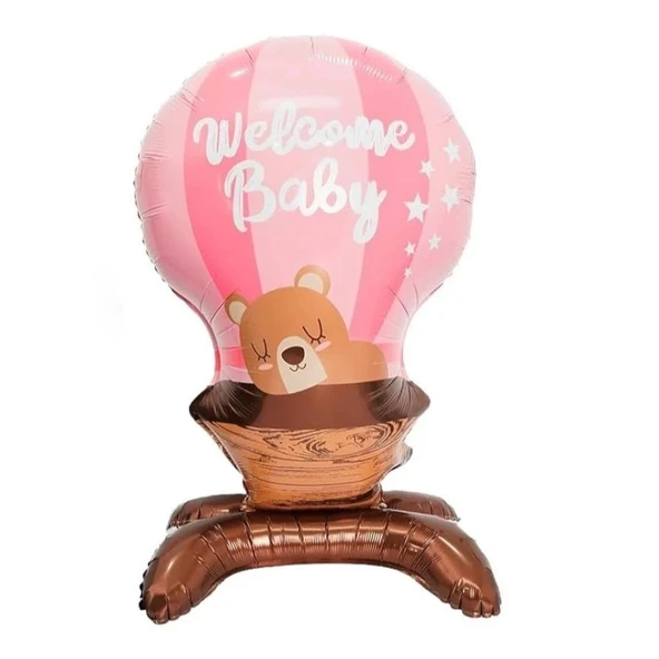 Pembe Ayaklı Welcome Ayıcıklı Folyo Balon 1 Adet ürün görseli 1
