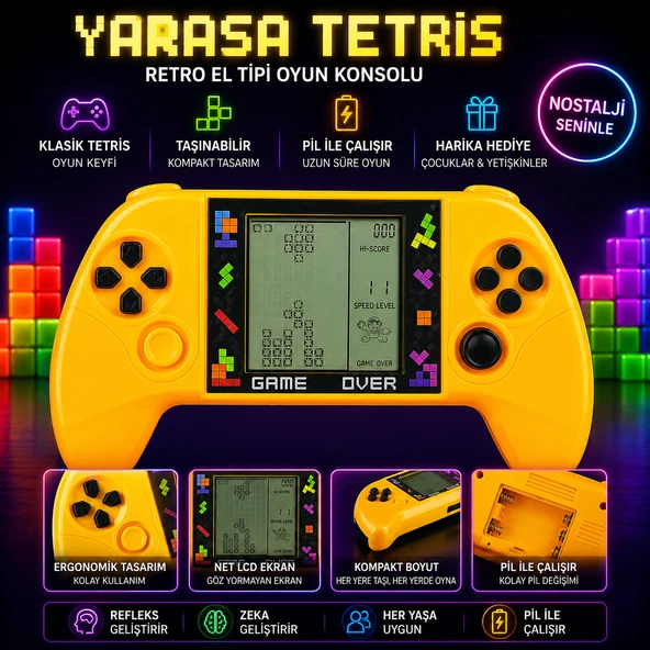 Yarasa Tasarımlı Tetris Oyun Konsolu Retro El Tipi Mini Game Boy Eğlence Oyuncağı ürün görseli 1