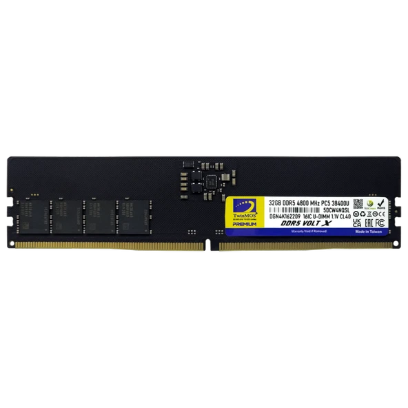 TwinMOS TMD532GB4800U40, 32GB, DDR5, 4800MHz,  CL40, 1.1V Desktop Ram ürün görseli 1