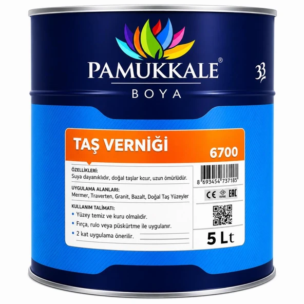 Pamukkale Doğal Taş Verniği Solvent Bazlı Şeffaf 5 Lt ürün görseli 1