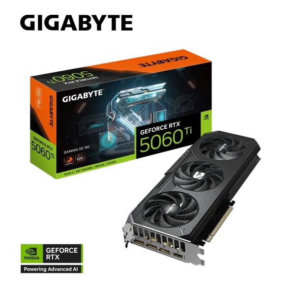 GIGABYTE GV-N506TGAMING OC-8GD, RTX5060TI, GAMING OC, 8Gb, GDDR7, 128BIT, 3 Fanlı, 1xHDMI, 3xDP, GAMING Ekran KARTI ürün görseli 1