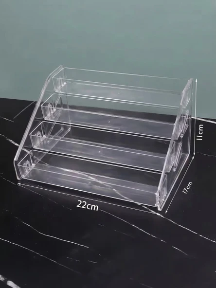 4 Katlı Mini Oje ve Makyaj Organizer Şeffaf - Resim 2