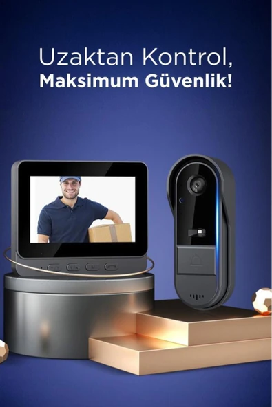 Kablosuz Su Geçirmez Akıllı Kapı Zili – Kameralı Gece Görüşlü, İki Yönlü Sesli, IP65 Dış Mekan Kullanımı ürün görseli 1