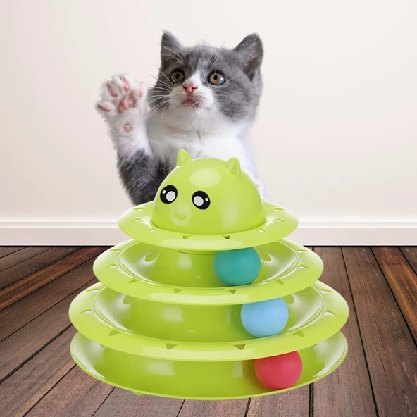 Tower Of Tracks Eğlenceli Üç Katlı Kedi Oyuncağı Seti Kedi Oyunu (5433) ürün görseli 1