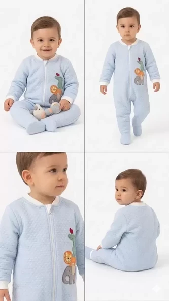 6/48 Ay Kapitoneli Nakışlı Bebek Uyku Tulumu ürün görseli 1