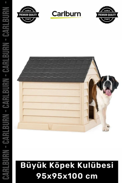 #Petshop Su Geçirmez Plastik Dış Mekan Bahçe Tipi Konforlu Büyük Köpek Kulübesi 95x95x100 cm ürün görseli 1