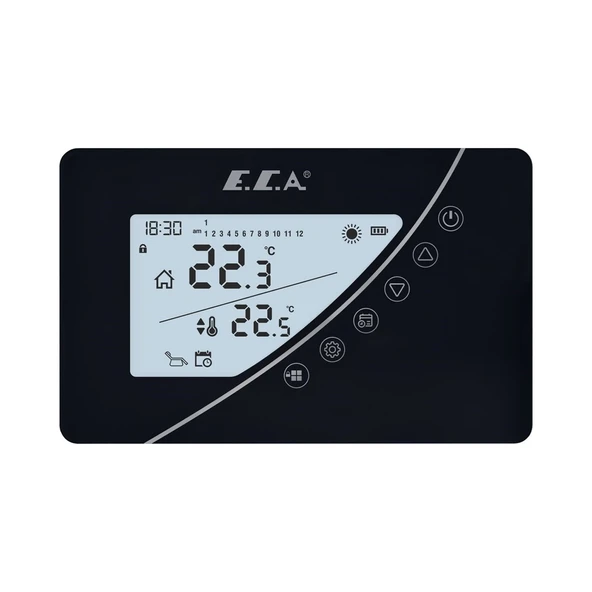 E.C.A Poly Touch 400B Kablosuz Oda Termostatı Siyah 7006903006 ürün görseli 1