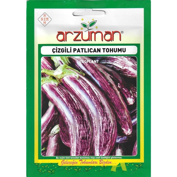 Çizgili Alaca Patlıcan Tohumu 5 gr Arzuman Tohumculuk ürün görseli 1