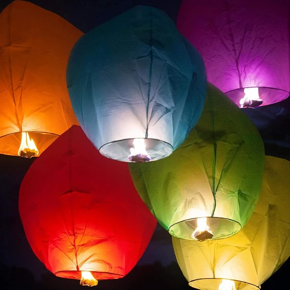 VIP YÜKSEK KALİTE 89 ADET DİLEK BALONU DİLEK FENERİ SKY LANTERN SORUNSUZ UÇAR KLASİK SEVENLERE ÖZEL ürün görseli 1