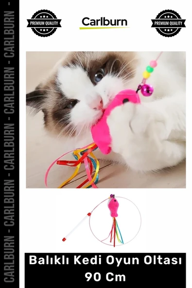Özel Üretim Dayanıklı İnteraktif Eğitici Hareketli Avcı Kedi Oyuncağı Balıklı Kedi Oyun Oltası 90 Cm ürün görseli 1