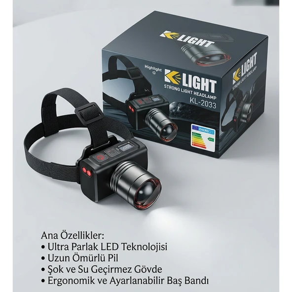 K Light KL-2033 Şarjlı Kafa Lambası - Resim 3