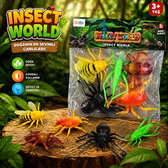 Insect World Karışık Böcek Figür Seti Gerçekçi Görünümlü Eğitici Oyuncak Poşetli Set ürün görseli 1