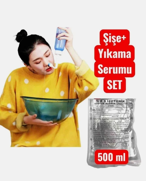 Hangzhou Burun Yıkama Şişesi 300ML Neti Pot Sinüs Durulama Seti + Osel Burun Yıkama Sıvısı 500ML ürün görseli 1