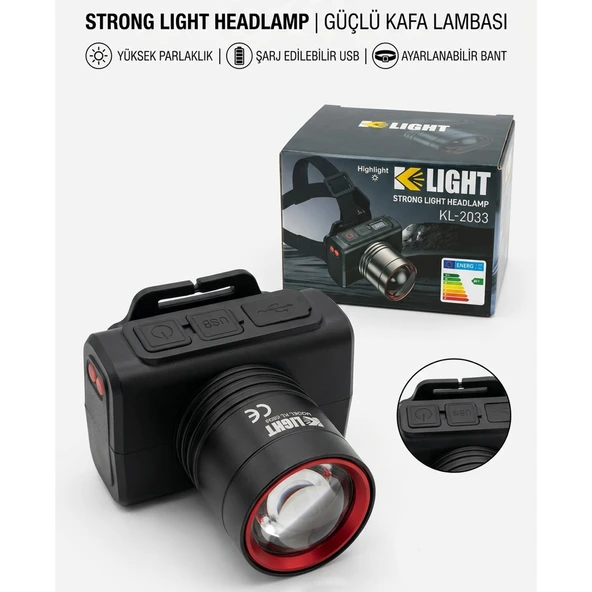 K Light KL-2033 Şarjlı Kafa Lambası - Resim 2