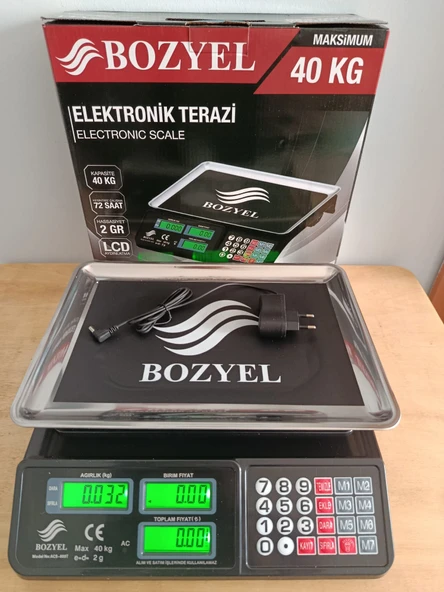 40 KG TERAZİ-ÇİFT TARAF EKRAN-UZUN ŞARJ SÜRESİ-FİYAT HESAPLAMALI-2 YIL GARANTİLİ TARTI ürün görseli 1
