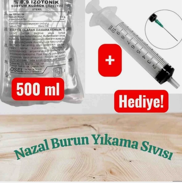 Osel Burun Yıkama (Nasal) Sıvısı 500ML + 10 ml Çekme Şırıngası Hediye!! (Nasal Şişe Örnektir) ürün görseli 1