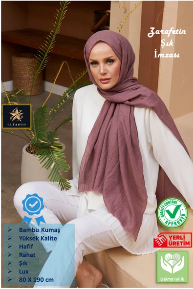 Bambu Kraş Şal (Tesettür Giyim, Yüksek Kalite, Hafif, Rahat, Şık, Premium, Lux, Shawl, Scarf) ürün görseli 1
