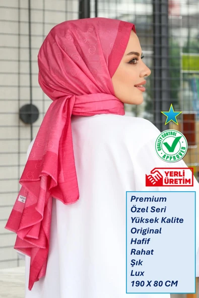 Premium Lux Original Monogram Şal (İpek Vual, Yüksek Kalite, Hafif, Rahat, Şık, Tesettür, Shawl) ürün görseli 1