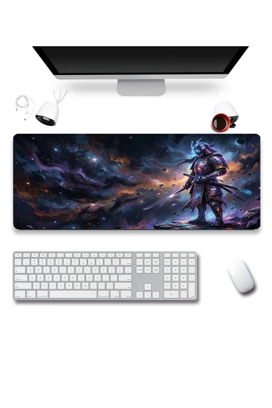 SonicTouch Evren Savaşçısı Samuray Dikişsiz Pürüzsüz Sıvı Geçirmez XXL Gamer Klavye Mousepad 40x90cm ürün görseli 1