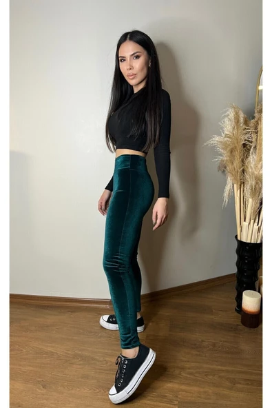 Fransız Kadife Yüksek Bel Kadın Tayt (YÜKSEK KALİTE, UYGUN FİYAT) (HİGH WAİST VELVET LEGGİNG) ürün görseli 1