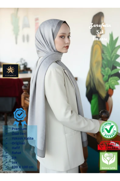 Premium Lux Original Monogram Şal (İpek Vual, Yüksek Kalite, Hafif, Rahat, Şık, Tesettür, Shawl) ürün görseli 1