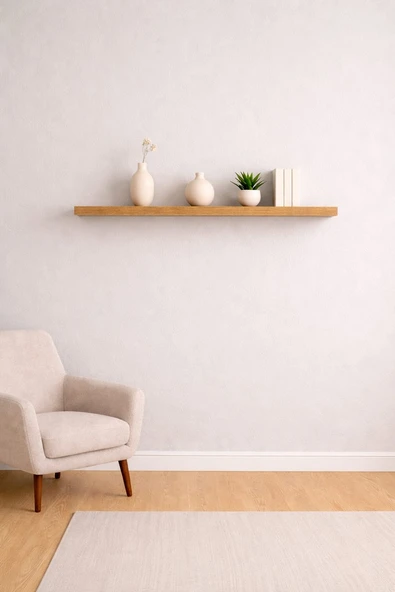 90 Cm Safir Meşe Mdf Uçan Duvar Rafı Gizli Bağlantı Kitaplık ürün görseli 1
