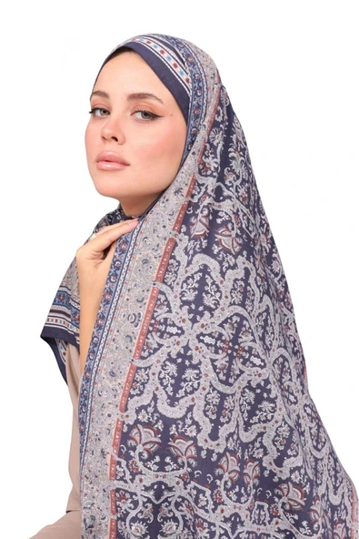 Premium Lux Original Etnik Desen Şal (Vual İpek, 1. Sınıf, Hafif, Rahat, Şık, Tesettür Giyim) ürün görseli 1
