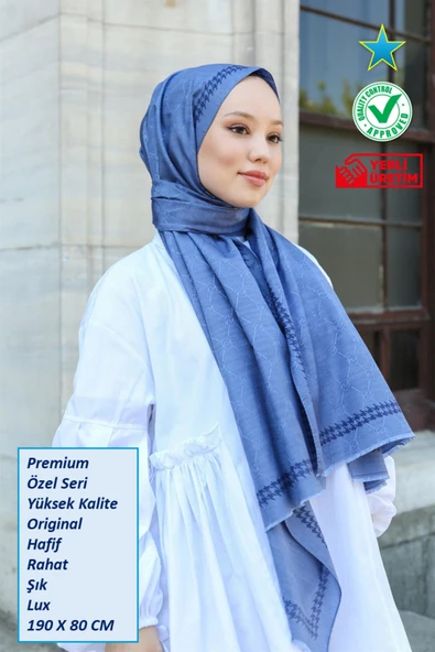 Premium Lux Original Monogram Şal (İpek Vual, Yüksek Kalite, Hafif, Rahat, Şık, Tesettür, Shawl) ürün görseli 1
