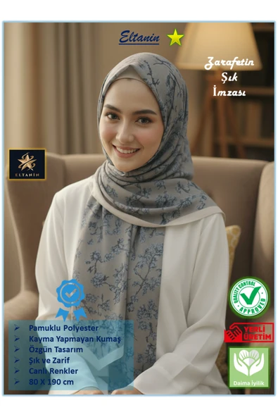 Eyfel Pamuklu Soft Özel Seri Şal (Etnik & Çiçekli Desen, Orjinal, Tesettür Giyim, Yeni Koleksiyon) ürün görseli 1
