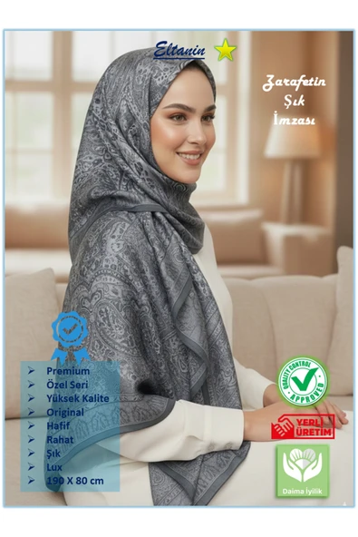 Premium Lux Original Etnik Desen Şal (Vual İpek, 1. Sınıf, Hafif, Rahat, Şık, Tesettür Giyim) ürün görseli 1