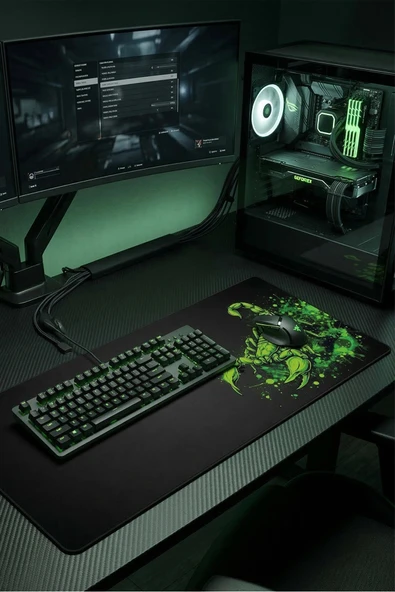SonicTouch Neon Yeşili Akrep Kusursuz Hassasiyet Dikişsiz Xxl Gamer Oyuncu Klavye Mouse Pad 40x90Cm ürün görseli 1