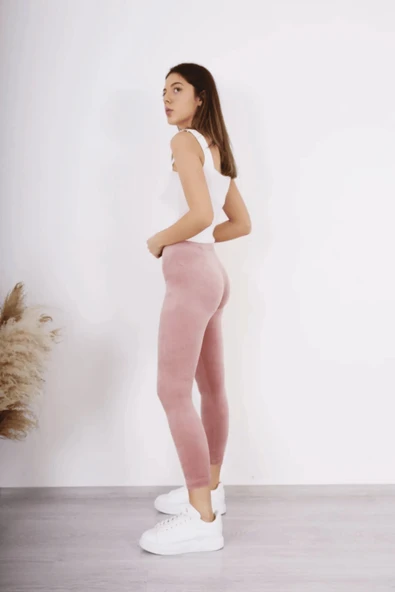 Fransız Kadife Yüksek Bel Kadın Tayt (YÜKSEK KALİTE, UYGUN FİYAT) (HİGH WAİST VELVET LEGGİNG) ürün görseli 1