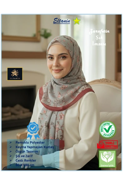 Eyfel Pamuklu Soft Özel Seri Şal (Etnik & Çiçekli Desen, Orjinal, Tesettür Giyim, Yeni Koleksiyon) ürün görseli 1