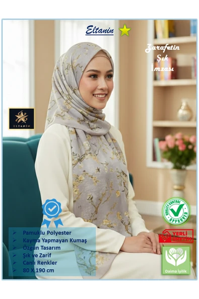 Eyfel Pamuklu Soft Özel Seri Şal (Etnik & Çiçekli Desen, Orjinal, Tesettür Giyim, Yeni Koleksiyon) ürün görseli 1