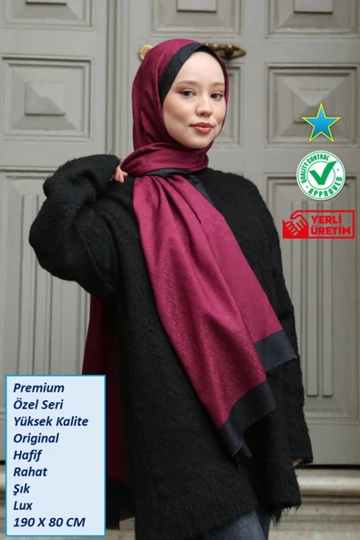 Premium Lux Original Monogram Şal (İpek Vual, Yüksek Kalite, Hafif, Rahat, Şık, Tesettür, Shawl) ürün görseli 1