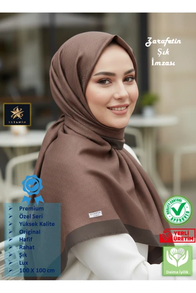 Premium Lux Original Monogram Şal (İpek Vual, Yüksek Kalite, Hafif, Rahat, Şık, Tesettür, Shawl) ürün görseli 1