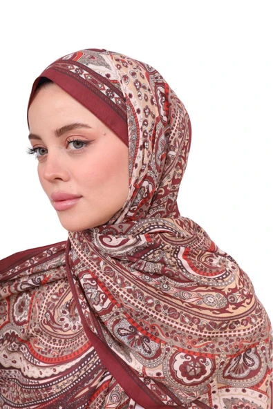 Premium Lux Original Etnik Desen Şal (Vual İpek, 1. Sınıf, Hafif, Rahat, Şık, Tesettür Giyim) ürün görseli 1