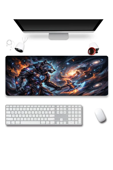 SonicTouch Kurt Savaşçı Siyah Dikişsiz Pürüzsüz Sıvı Geçirmez XXL Gamer Klavye Mousepad 40x90cm ürün görseli 1