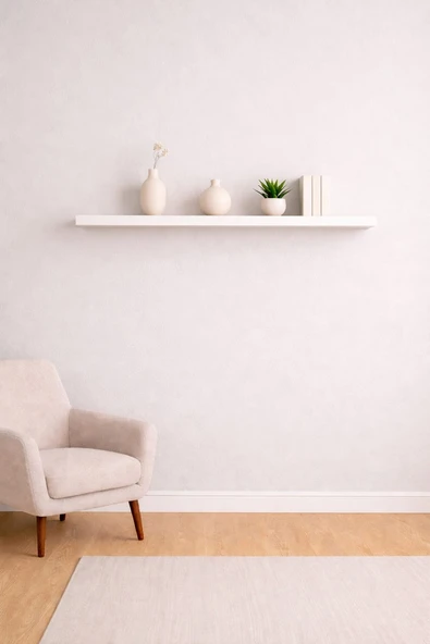 90 Cm Mat Beyaz Mdf Uçan Duvar Rafı Gizli Bağlantı Kitaplık ürün görseli 1